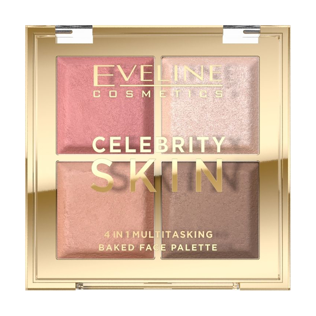 Уцінка! Багатофункціональна палетка для контурингу обличчя Eveline Cosmetics Celebrity Skin 4 In 1 Multitasking Baked Face Palette, 16 г