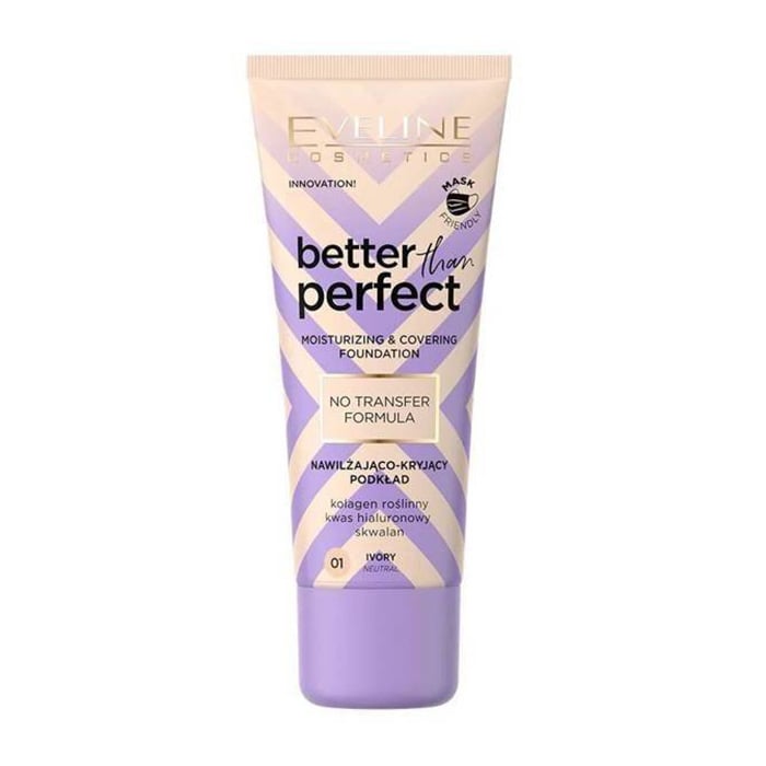 Зволожувальний тональний крем для обличчя Eveline Cosmetics Better Than Perfect Moisturising &amp; Covering Foundation, 01 Ivory, 30 мл
